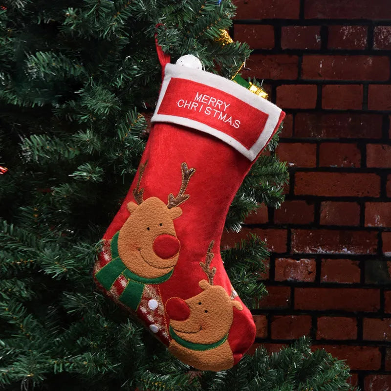 American style Christmas stocking pendant decorations in elk, old man and snowman non-woven fabric designs