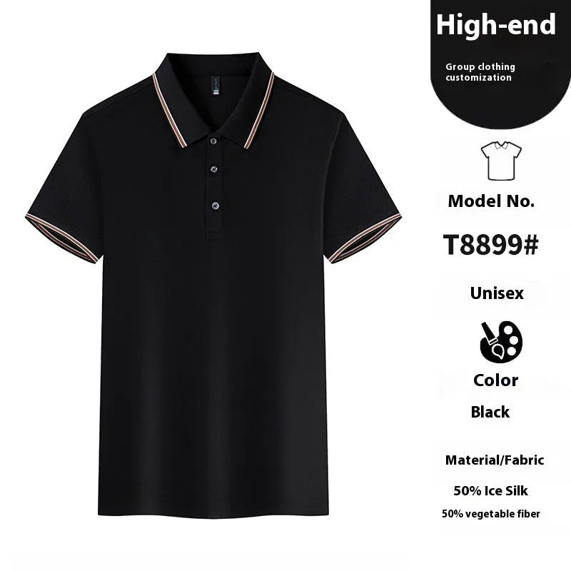 Ice silk polo shirt in solid colours with copper ammonia fibre fabric for work and leisure