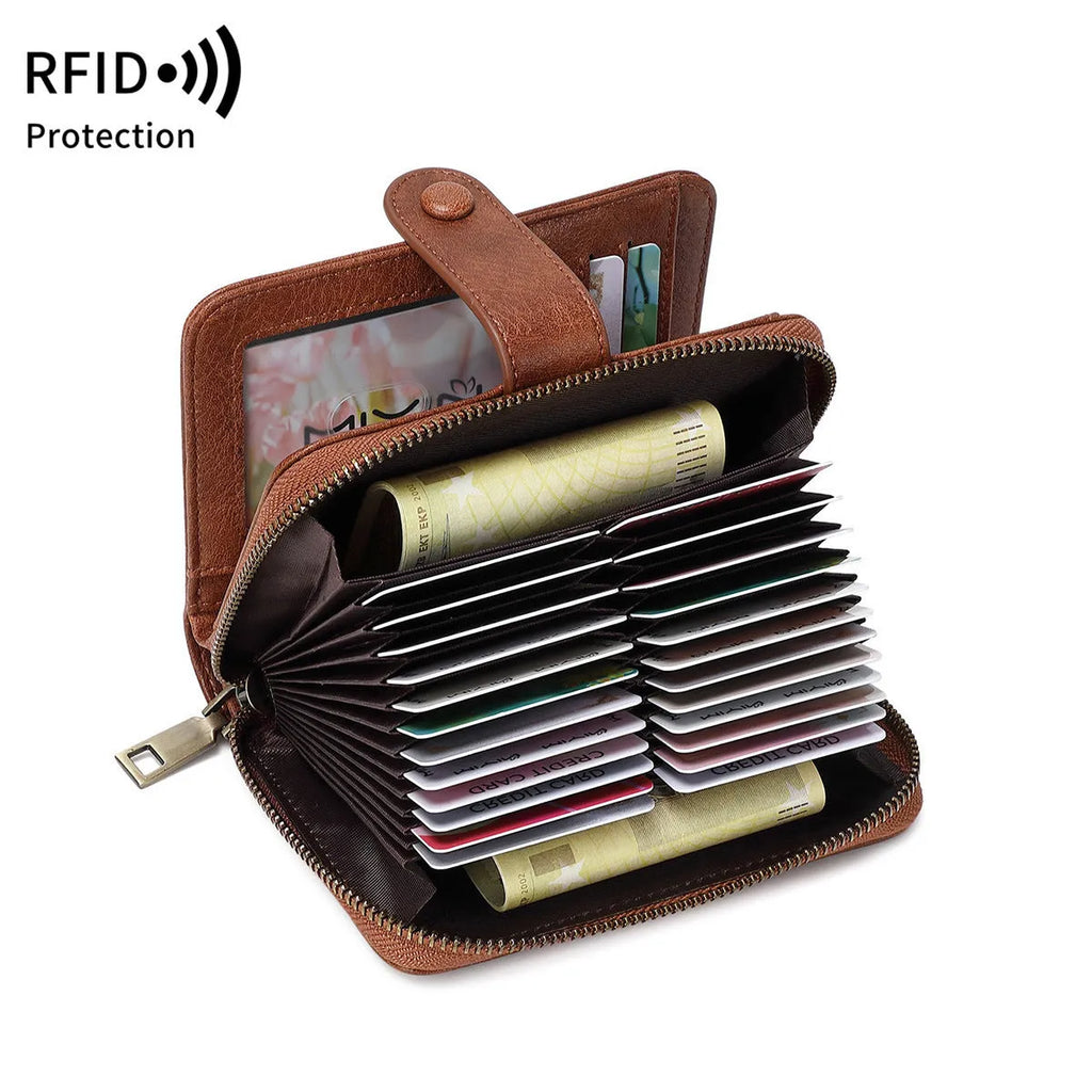 Retro small wallet with zipper closure in leopard print design showing hollow stitching details