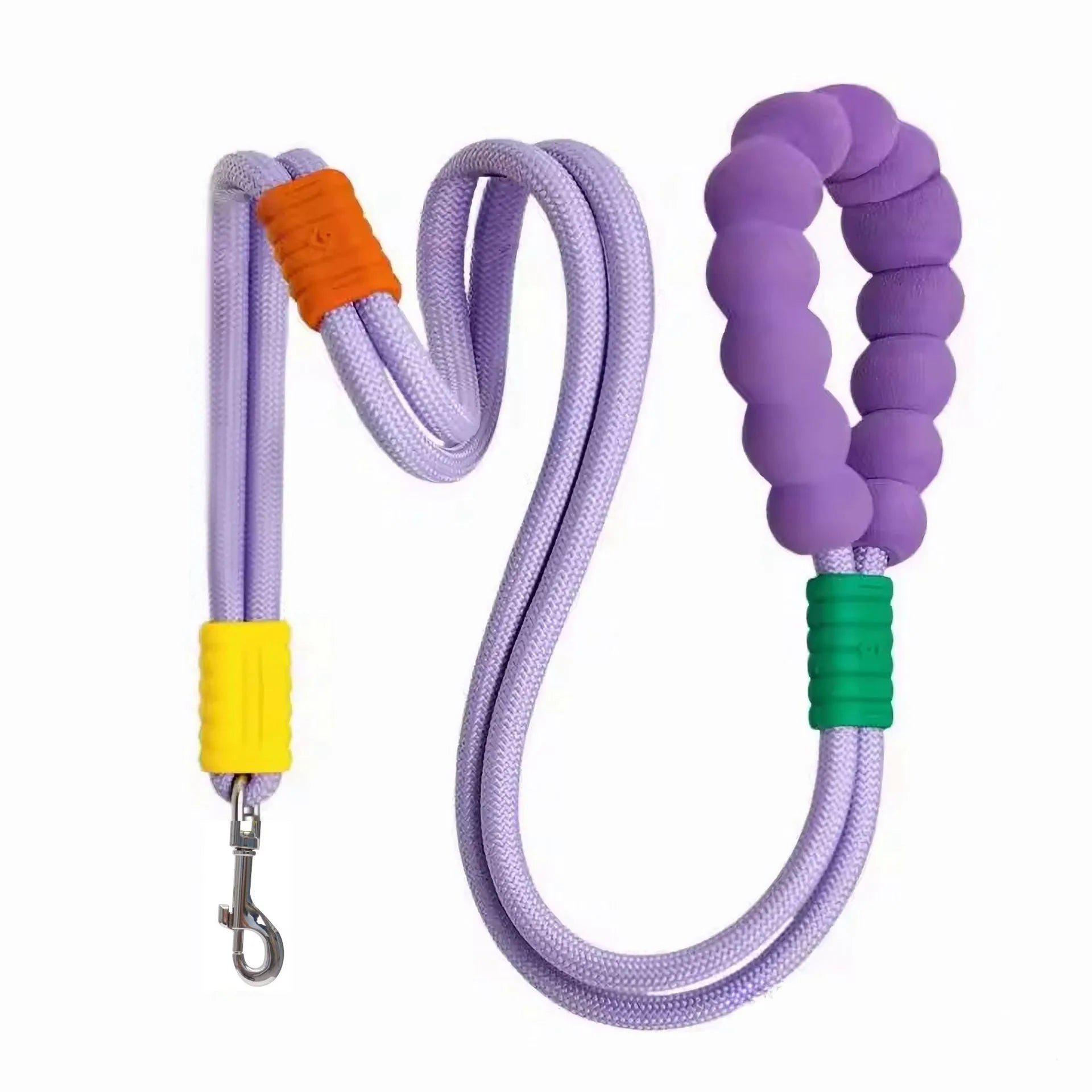 Dog traction leash with foam handle showing 140cm nylon rope in available colours