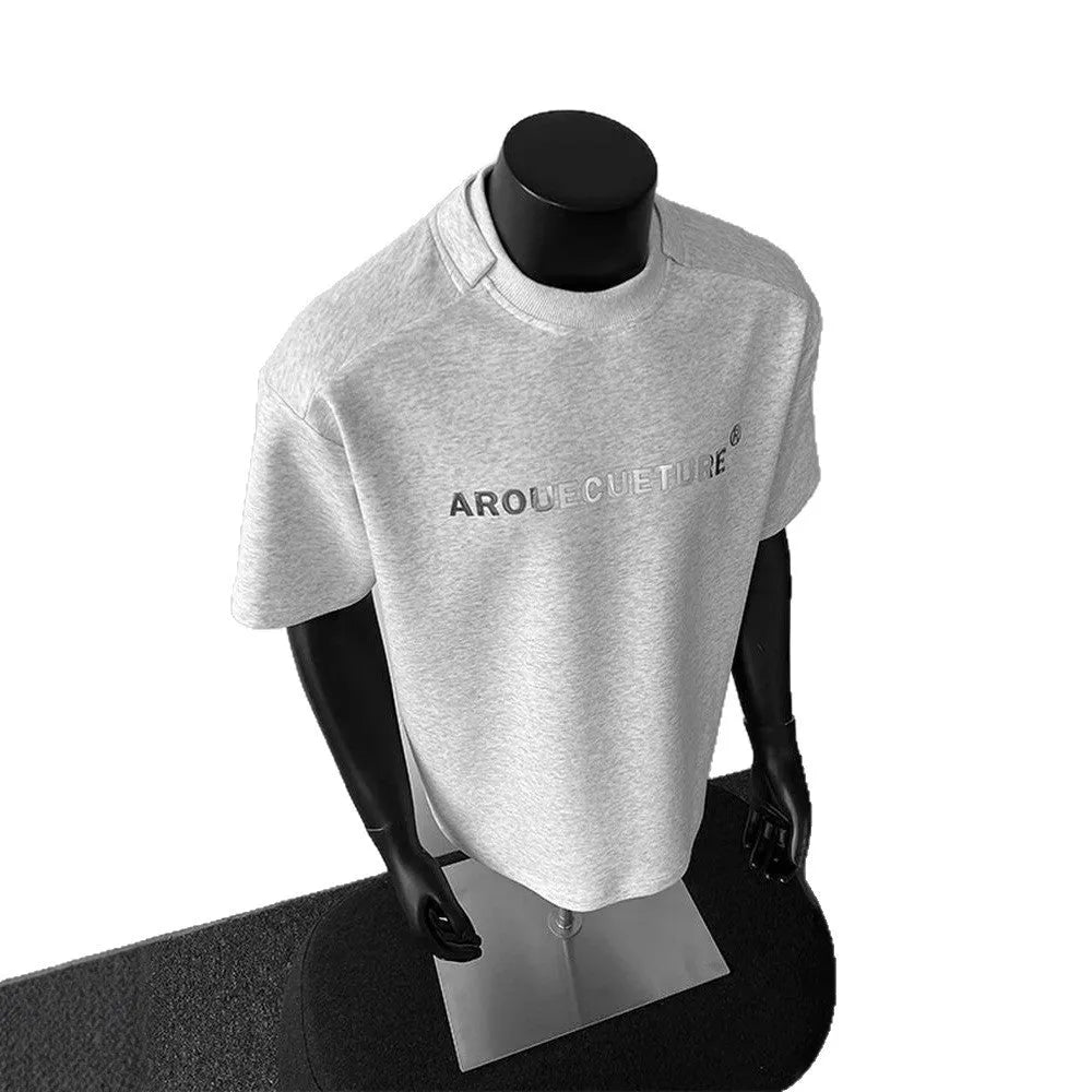 Men's cotton short sleeve t-shirt with letter print in loose fit pullover style