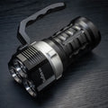 Aluminium alloy diving and outdoor flashlight with 350 lumen output, 18cm length.