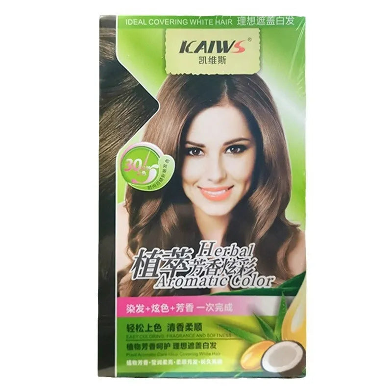 Twin pack tube of plant aromatic soft lustre hair colour cream in chestnut brown shade.
