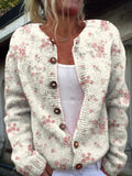 Women's digital printing cardigan coat in polyester fabric showing pattern detail and cardigan style