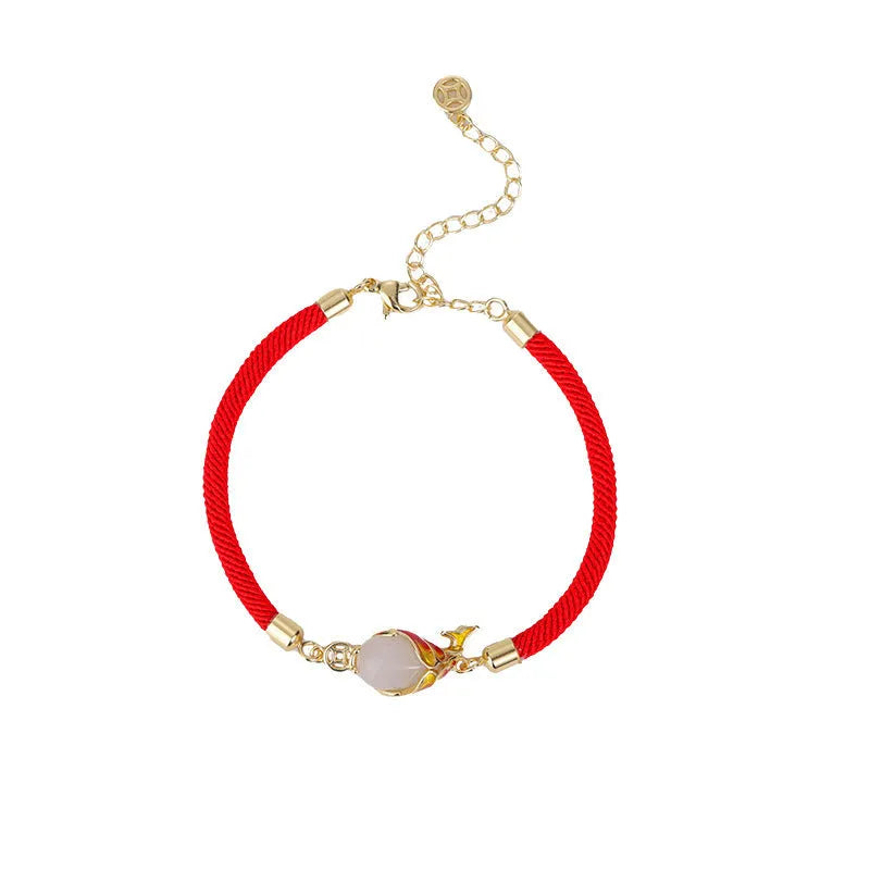 Women's lucky koi red copper necklace and bracelet set with retro carp design.