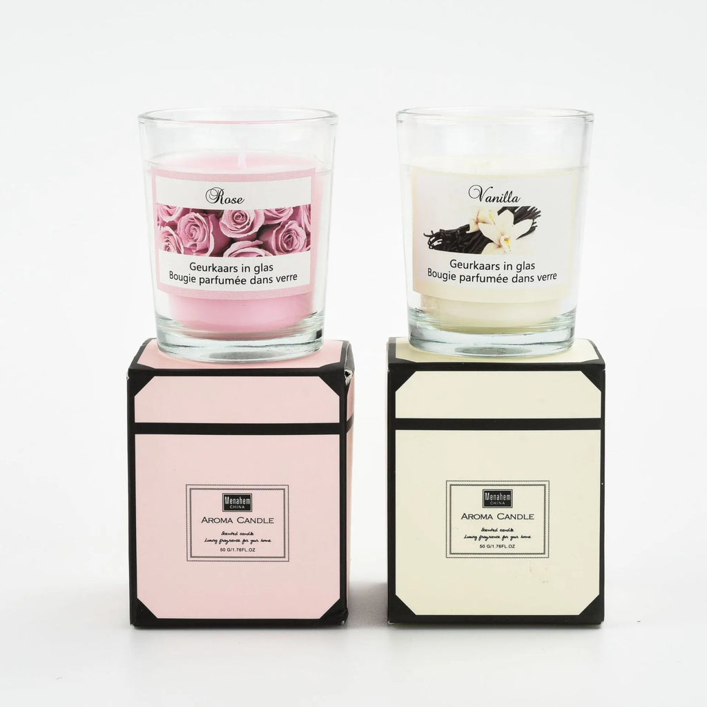 Handmade plant wax soy wax aromatherapy candle in a 5x6cm glass cup, boxed in pink or white