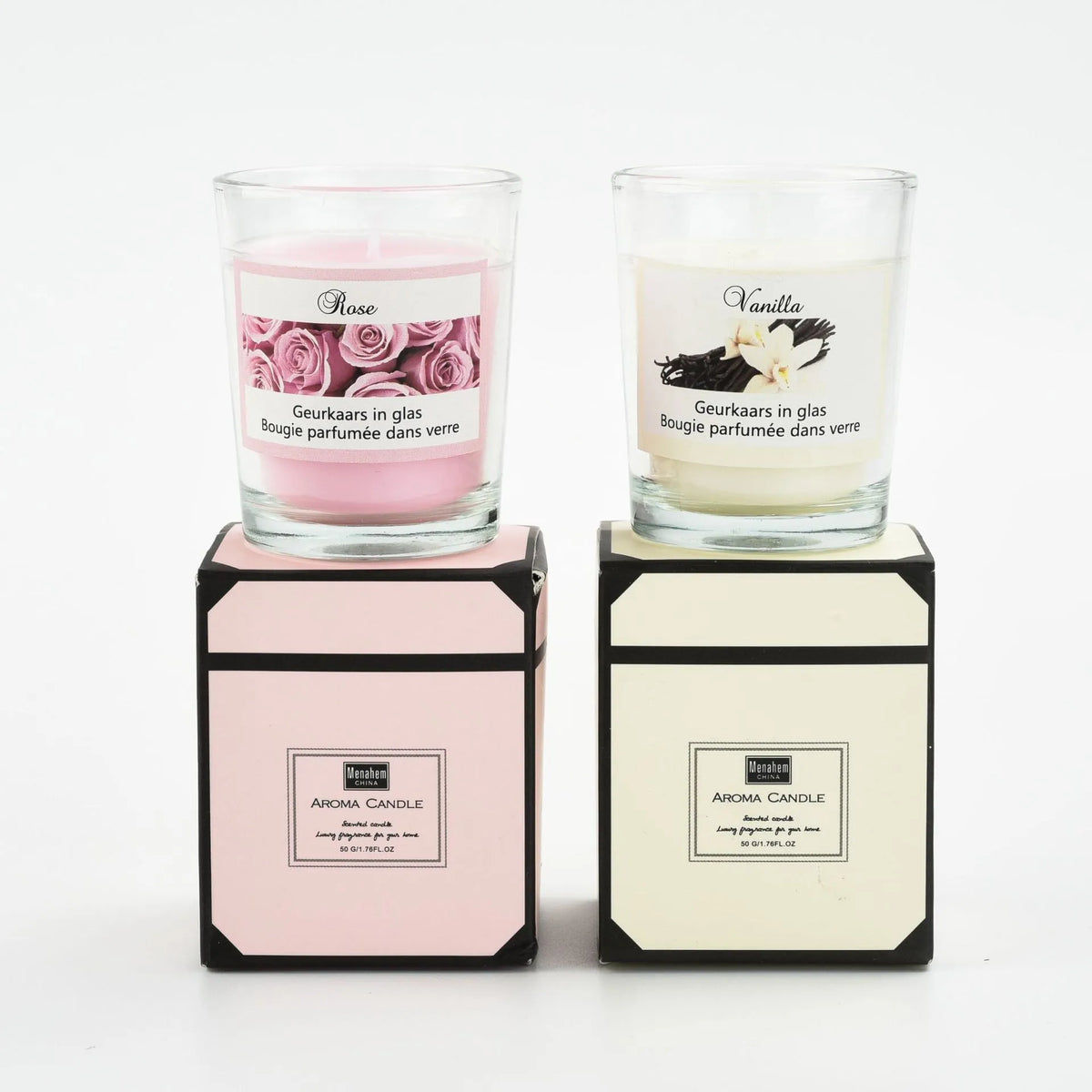 Handmade plant wax soy wax aromatherapy candle in a 5x6cm glass cup, boxed in pink or white