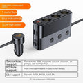 Black vehicle cigarette lighter USB charger with multiple ports showing dimensions 116mm x 71mm x 33mm