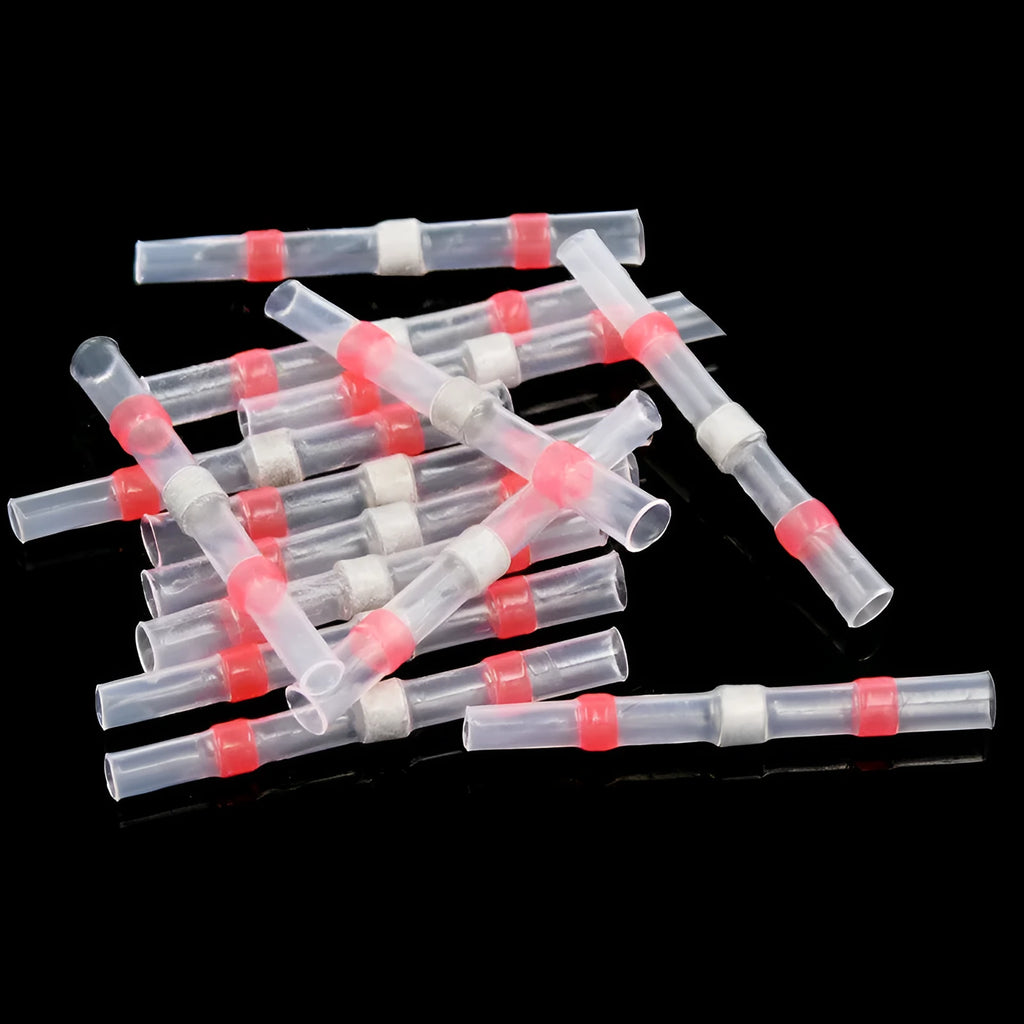 20 red transparent heat shrinkable solder ring butt joints for 0.5-1.5mm² copper wire