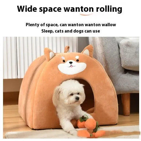 Machine washable cloth cat bed in three sizes for autumn and winter