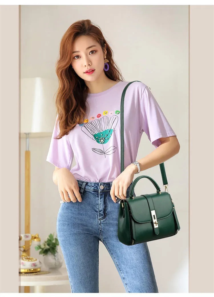 Women's soft PU leather shoulder messenger bag in square vertical design
