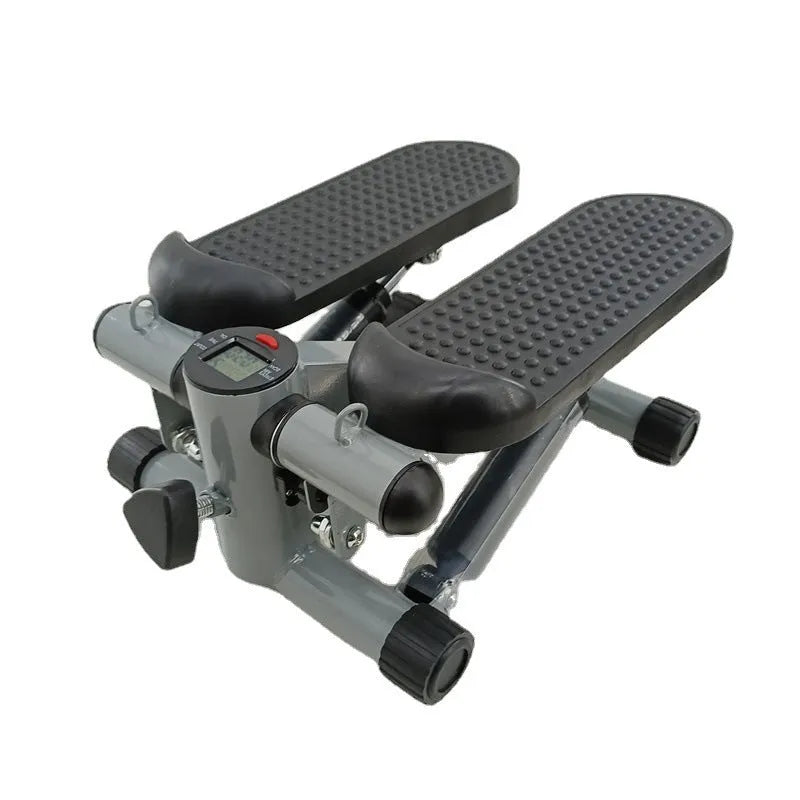 Silver grey hydraulic resistance exercise stepper machine for home fitness.
