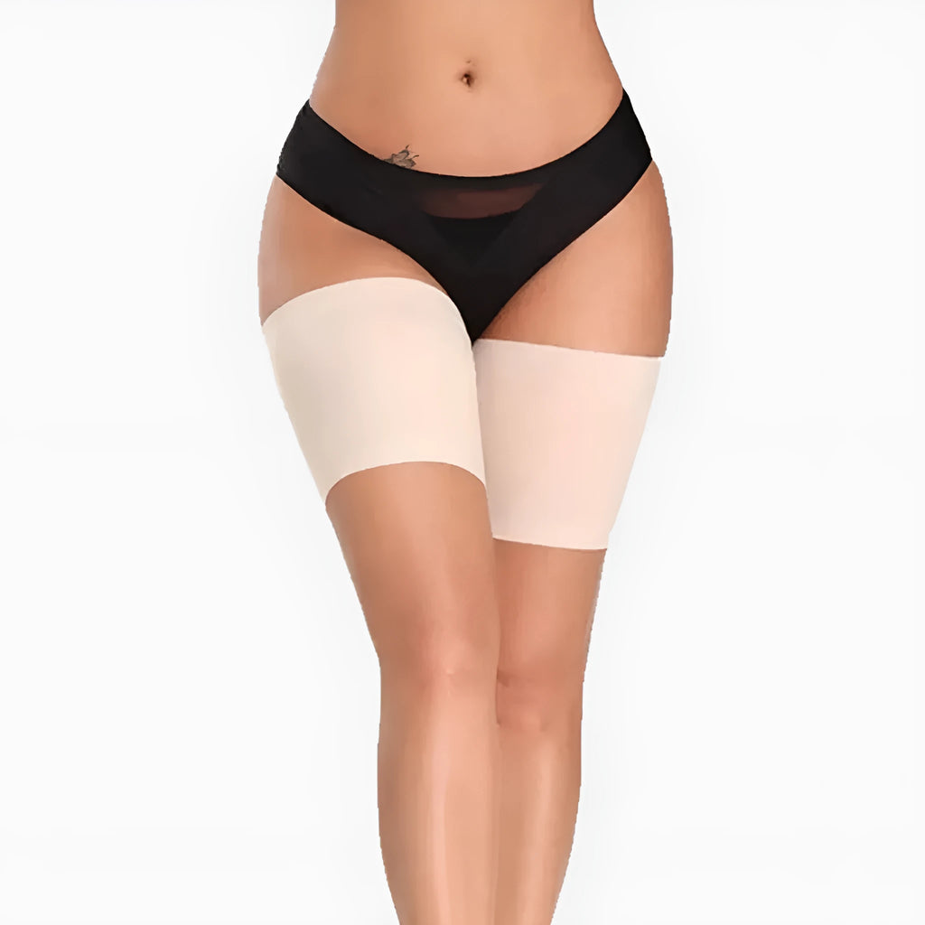Women's black anti-friction silicone thigh strap with nylon elastic band, free size to 5XL