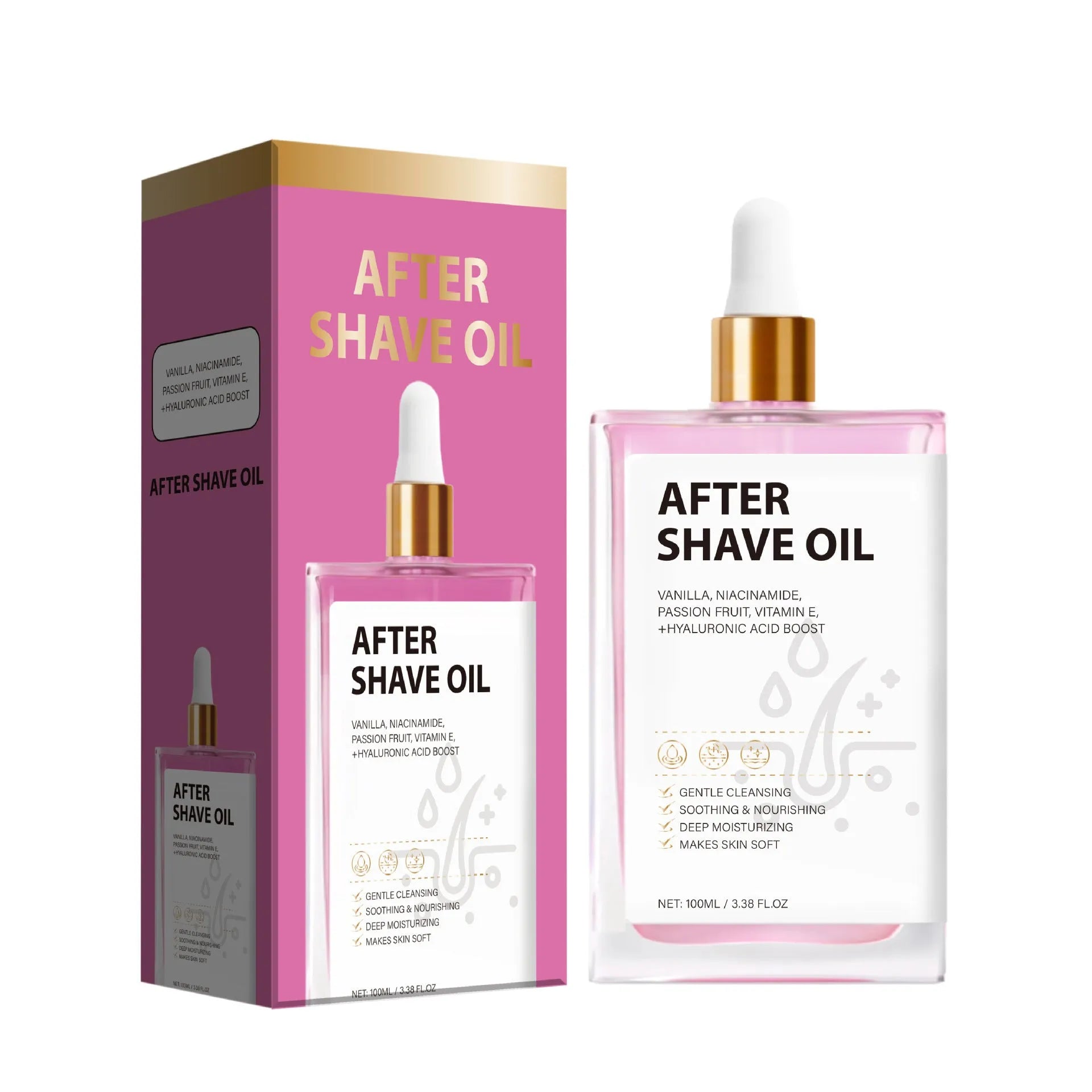 Men's aftershave oil bottle 100 ml with FP-A021 style labelling
