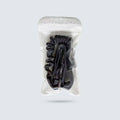 Pet elastic reflective retractable car seat belt in black polyester webbing with clip, 75cm length