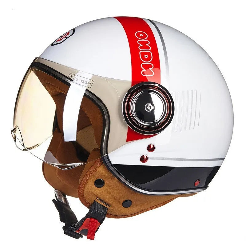Retro battery car half helmet in bright colour options with lightweight ABS construction