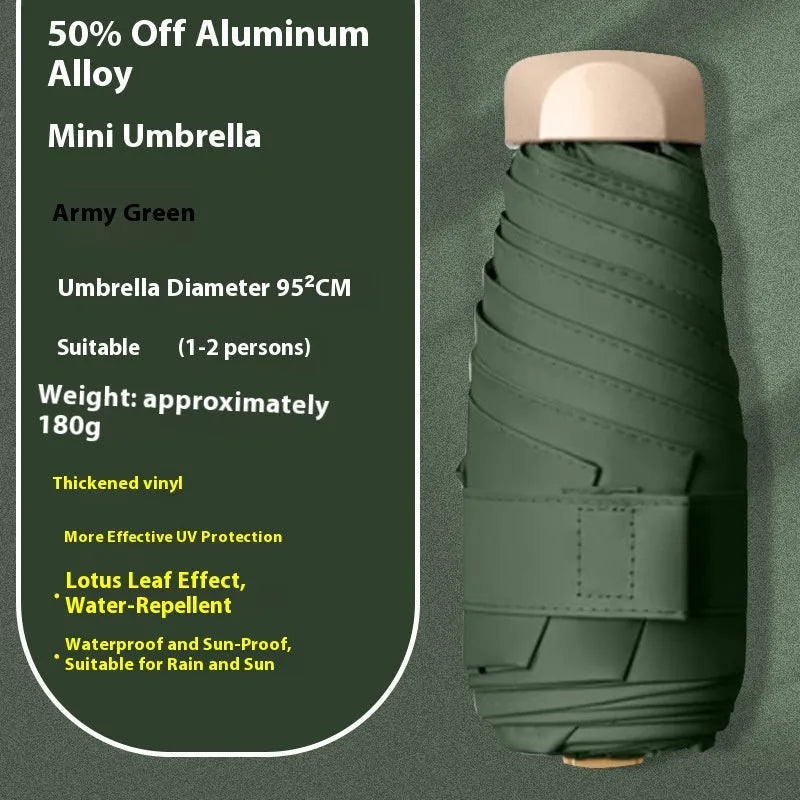 Five-fold manual umbrella with vinyl-laminated fabric in beige, black, blue, green, navy, pink, yellow or purple