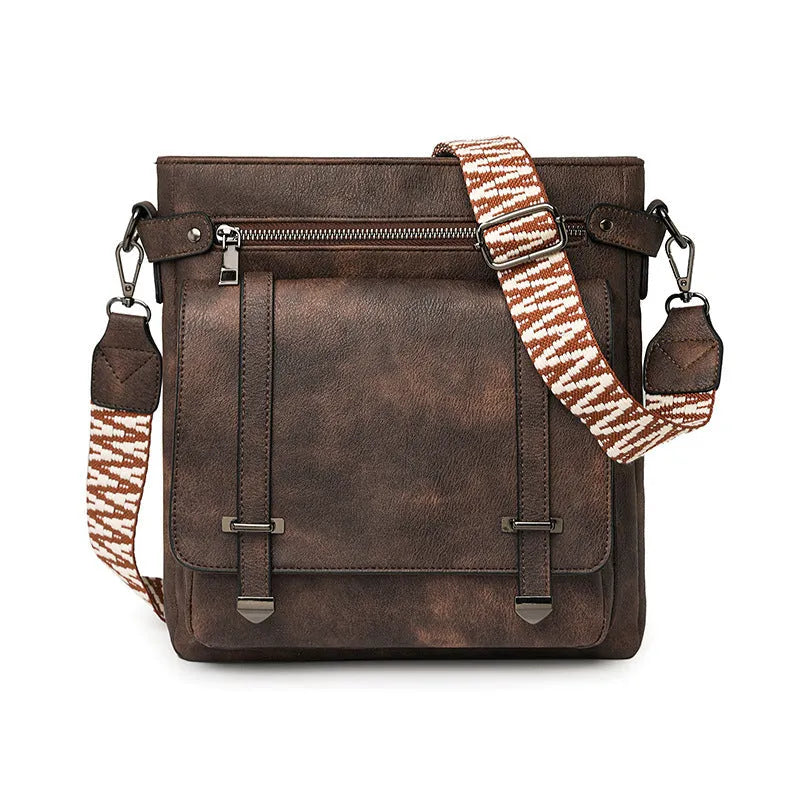 Women's multi-pocket bucket bag in medium-soft PU, six colour options available