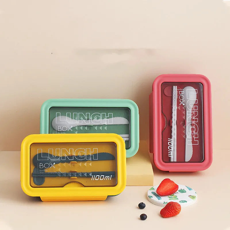 Green four-layer partitioned plastic bento box with a Nordic style design