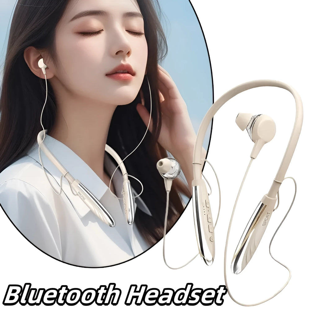 Neck wireless Bluetooth earphones with magnetic sport neckband and 9D stereo sound, available in multiple colours