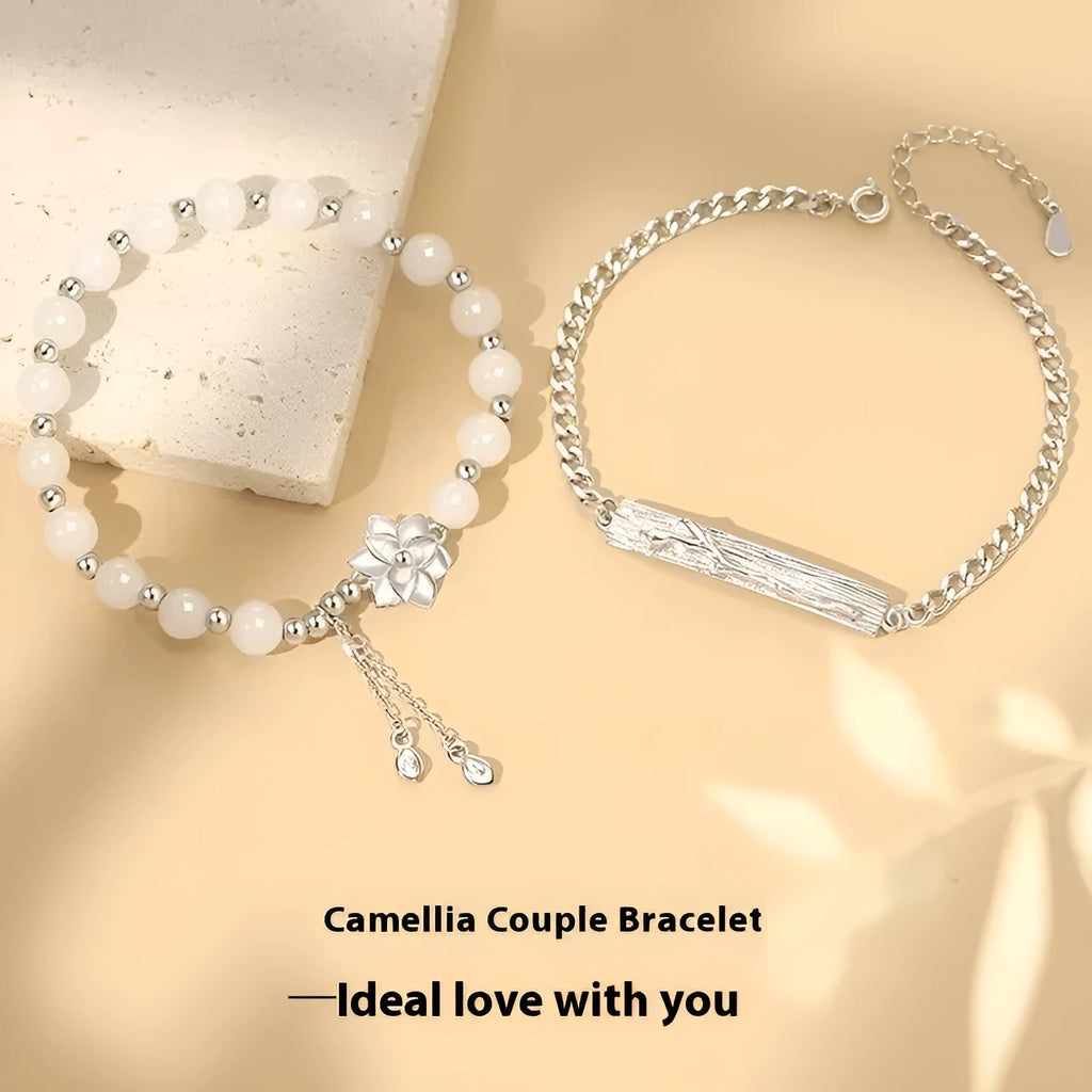 New Chinese style couple bracelet with resin floral beads in camellia, lotus and peach blossom designs