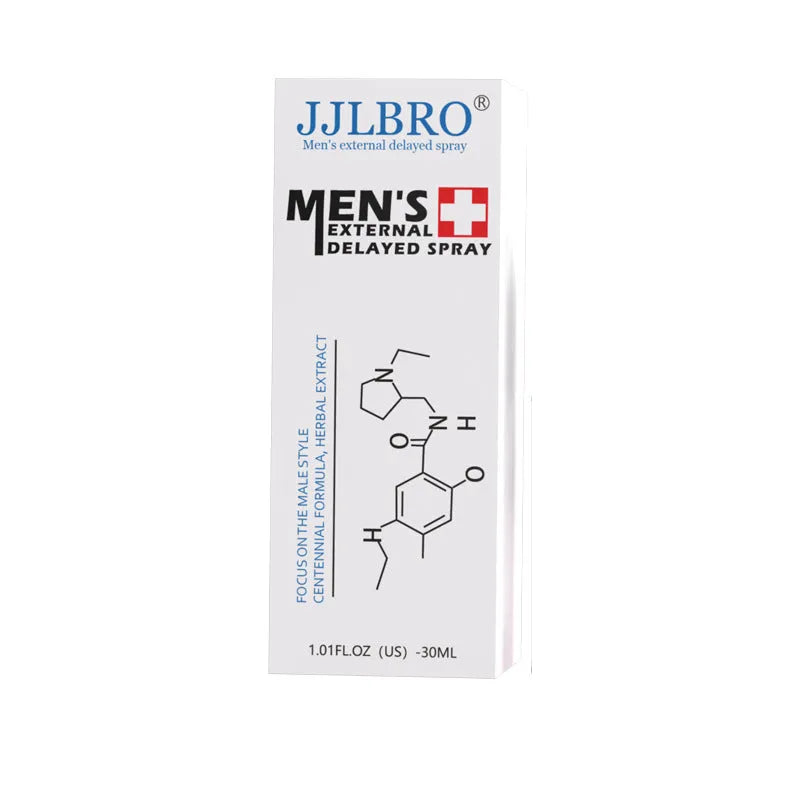 White bottle of JJLBRO 30ml plant extraction delay spray for couple intimacy