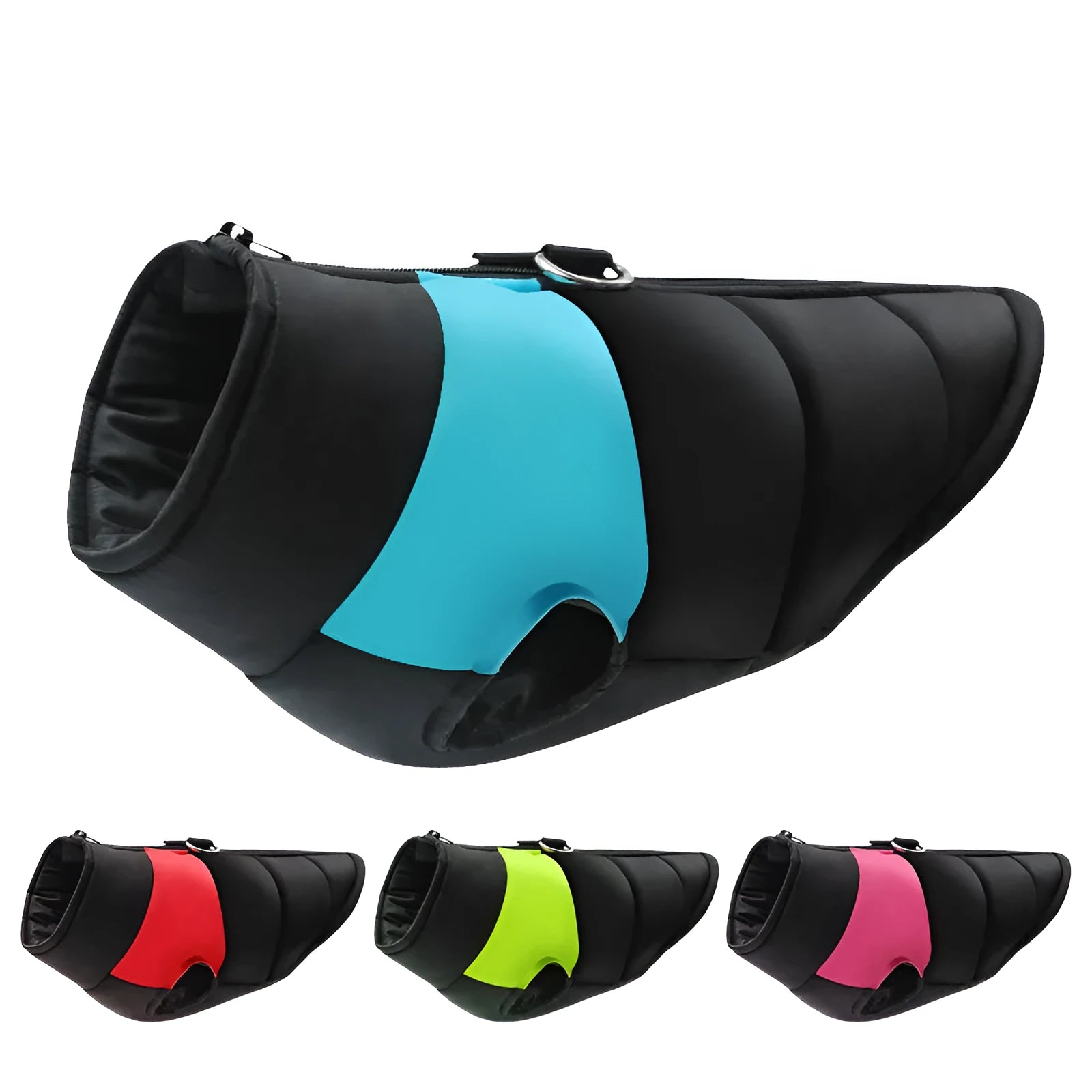 Waterproof padded dog winter coat with front zipper in multiple colours for small to large dogs