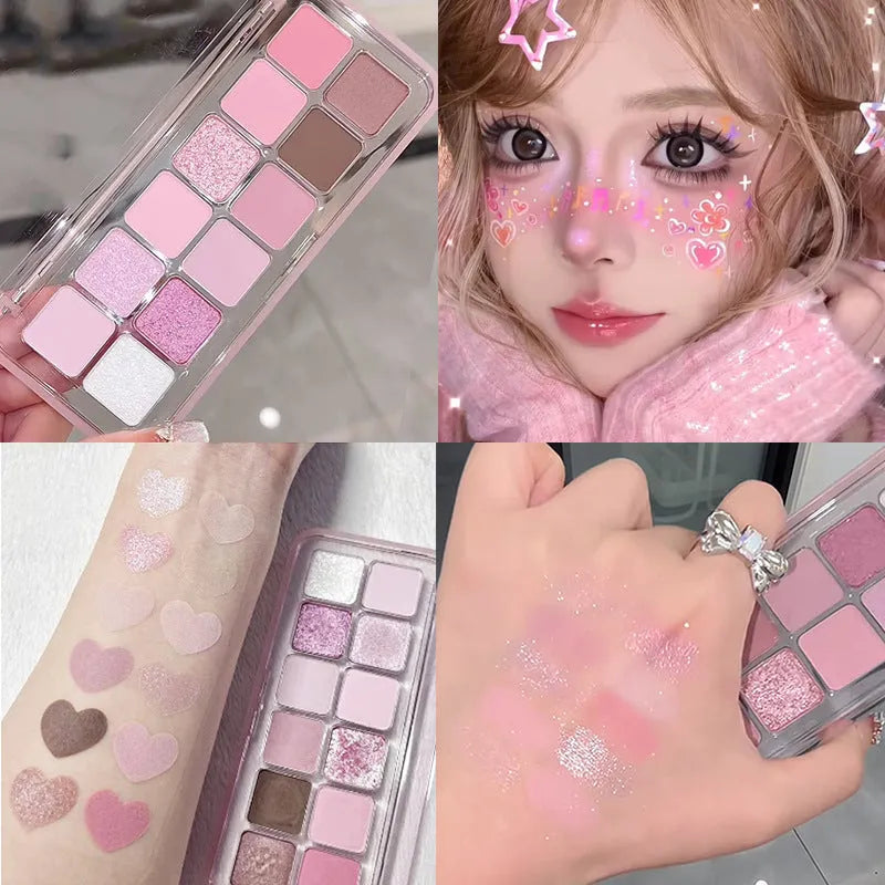 Creative home versatile 12 colour eye shadow plate showing peach apple and cherry plum options