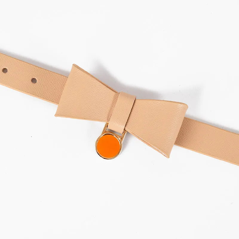 Leather cat collar in six colour options showing adjustable free-size design for feline pets