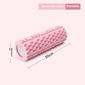 EVA foam fitness roller shown in various colours including black, pink, and blue.