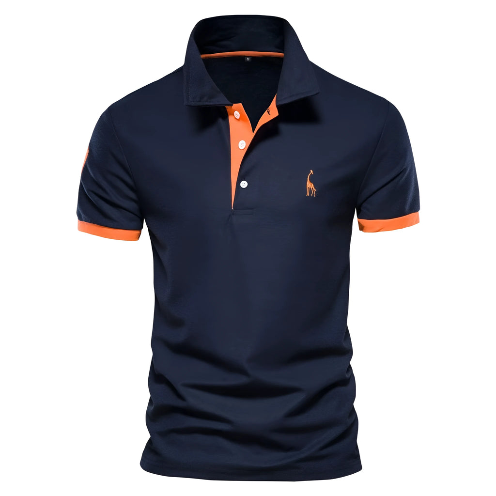 Men's slim-fit deer embroidered short sleeve T-shirt in a cotton blend fabric