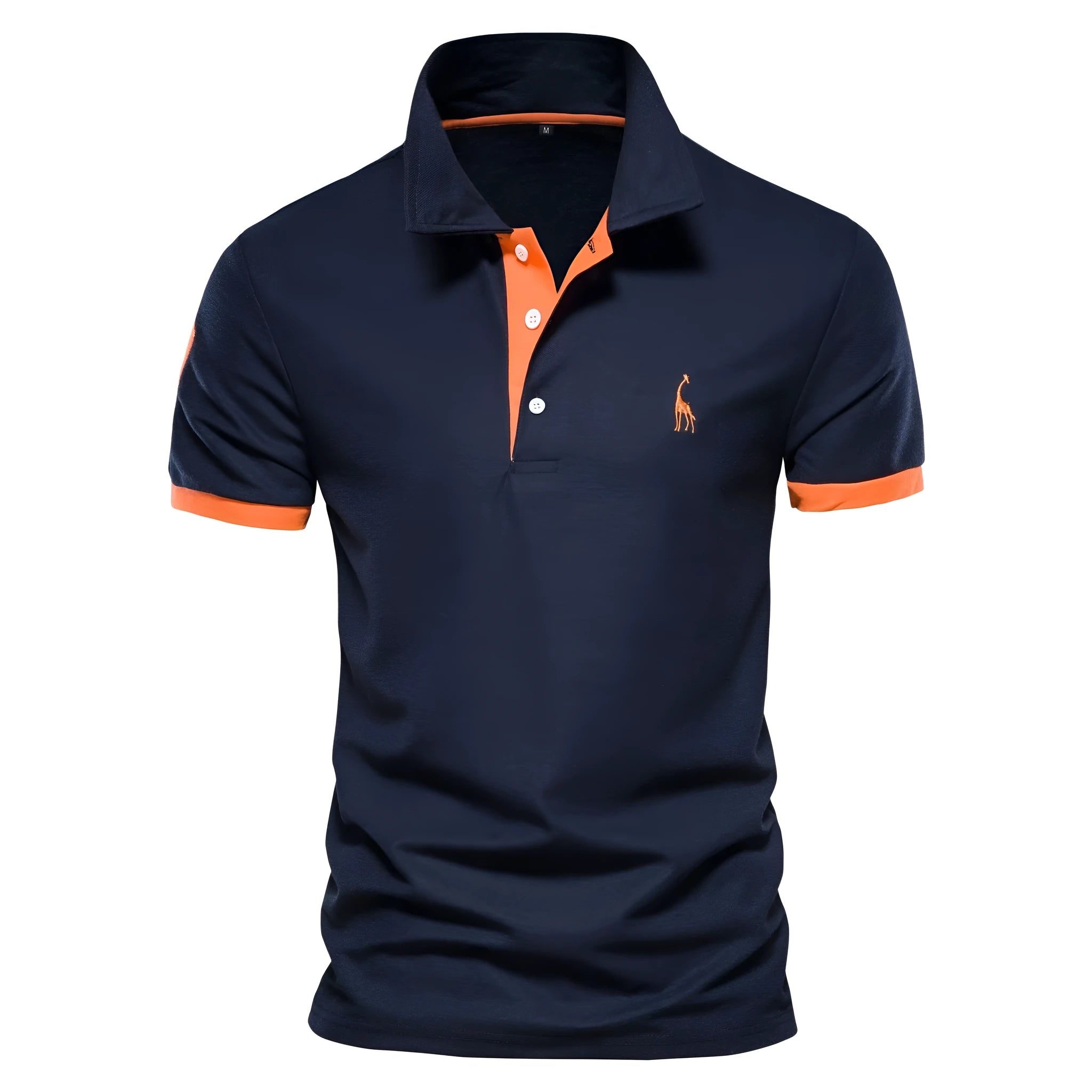 Men's slim-fit deer embroidered short sleeve T-shirt in a cotton blend fabric