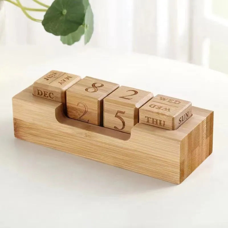 Solid wood simple desk calendar block in small and large size options