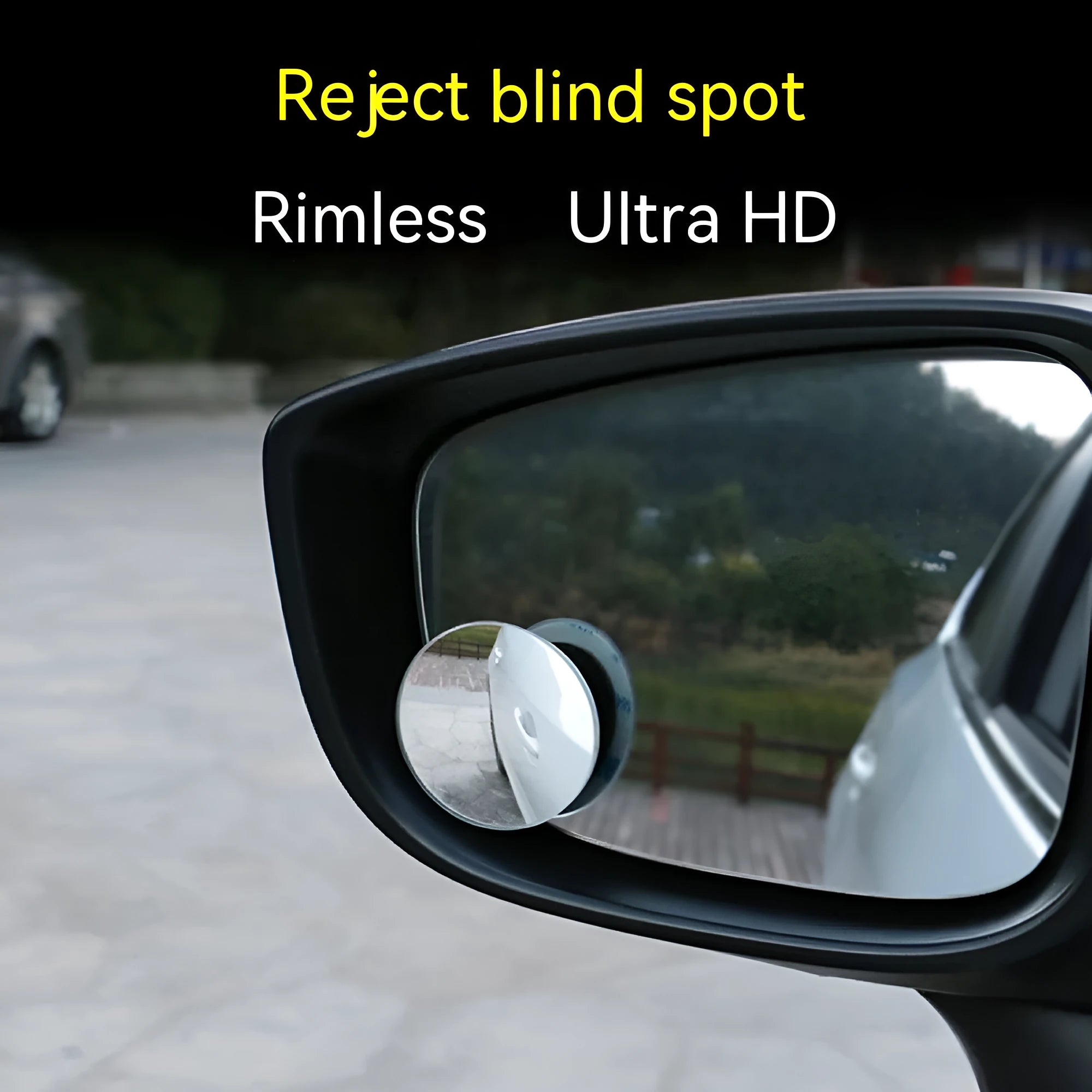 Silver-coloured adjustable car blind spot mirror with 5cm diameter glass surface