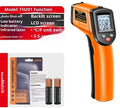 High precision infrared thermometer for industrial use, black colour, with trigger and display