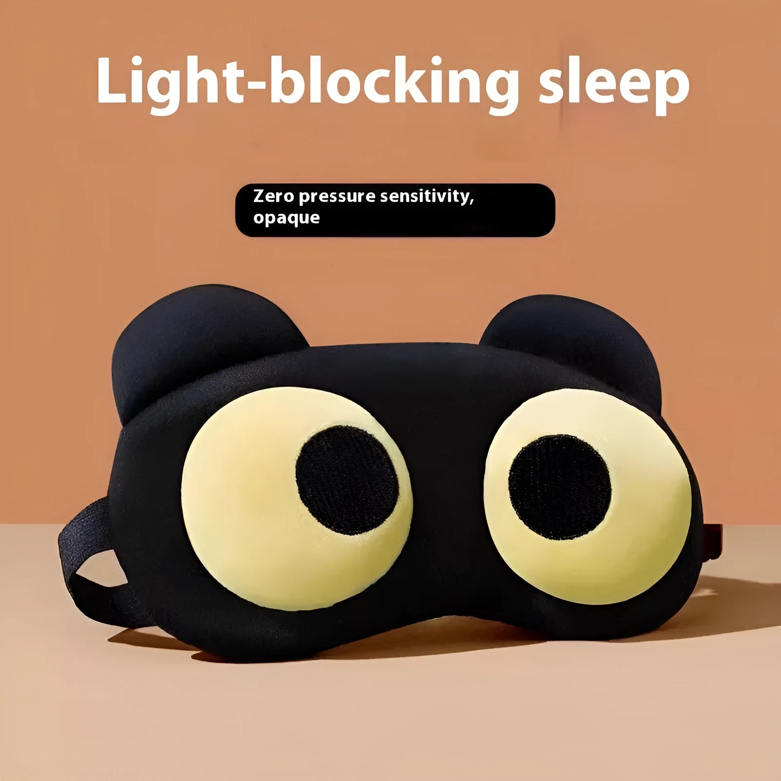 Funny bear eye mask for sleep with shading and ventilation, polyester fabric, four bear styles: round eye, half eye, X eyes, bear eye