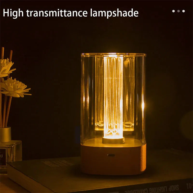 Rose gold USB touch control LED atmosphere lamp with abstract design on wooden surface