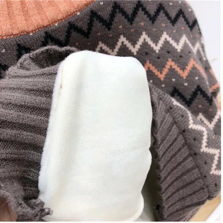 Korean-style children's woollen sweater with long sleeves in brown and apricot colour options