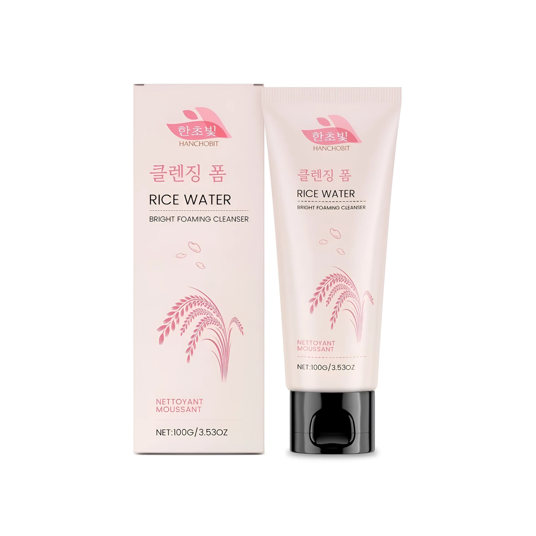 A 100g tube of Rice Water Bright Foaming Cleanser for oily skin.