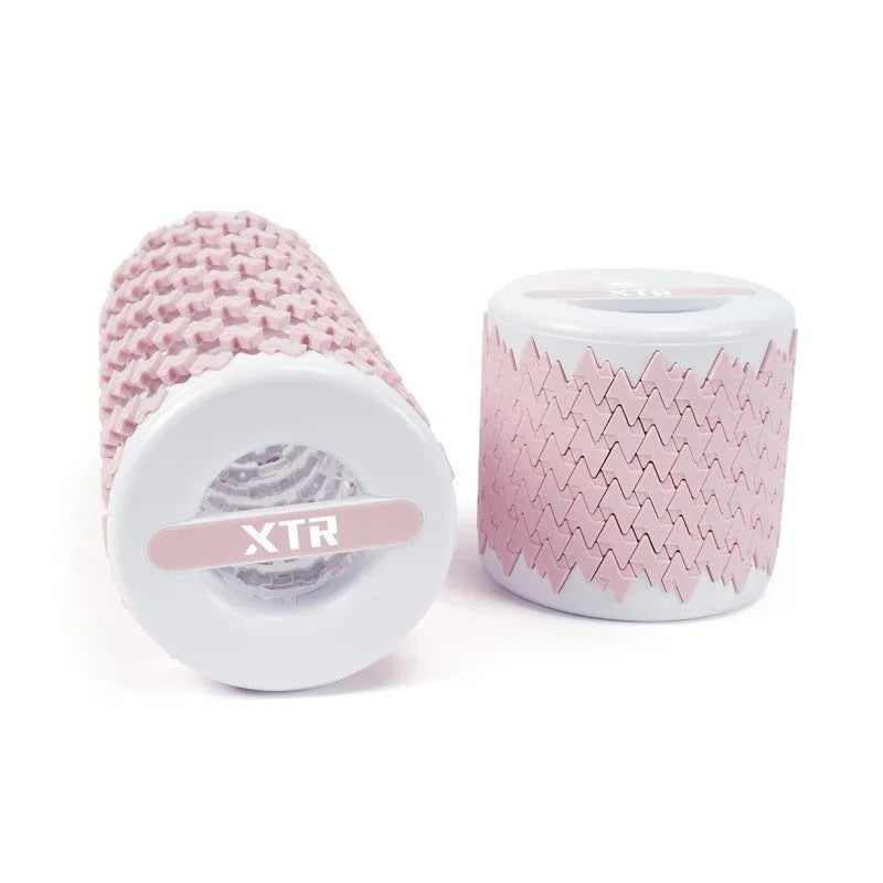 Adjustable telescopic foam roller in red, black, pink, and yellow colour options for muscle recovery.