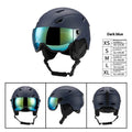 Unisex skiing helmet cover with PC shell EPS liner in matte black lens style, side view