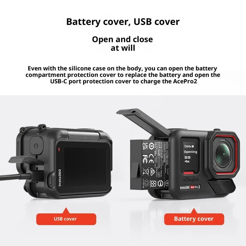 Silicone protective case for Insta360 Ace Pro 2, 92 x 75 x 45mm, in black or white