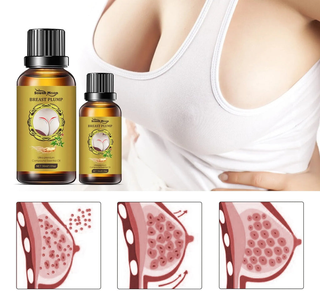 Breast massage oil 30ml bottle with 10ml option for personal care massage use