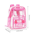 Transparent PVC backpack in multiple colours showing contents visible through clear material