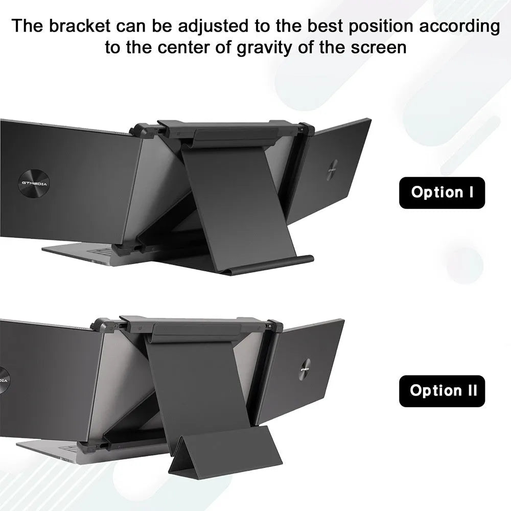 Portable 15.6-inch black external monitor with USB-C and HDMI connectivity for laptop and phone