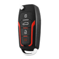 Red and frosted black one-way car alarm unit with two remote controls for 3000m vehicle security.