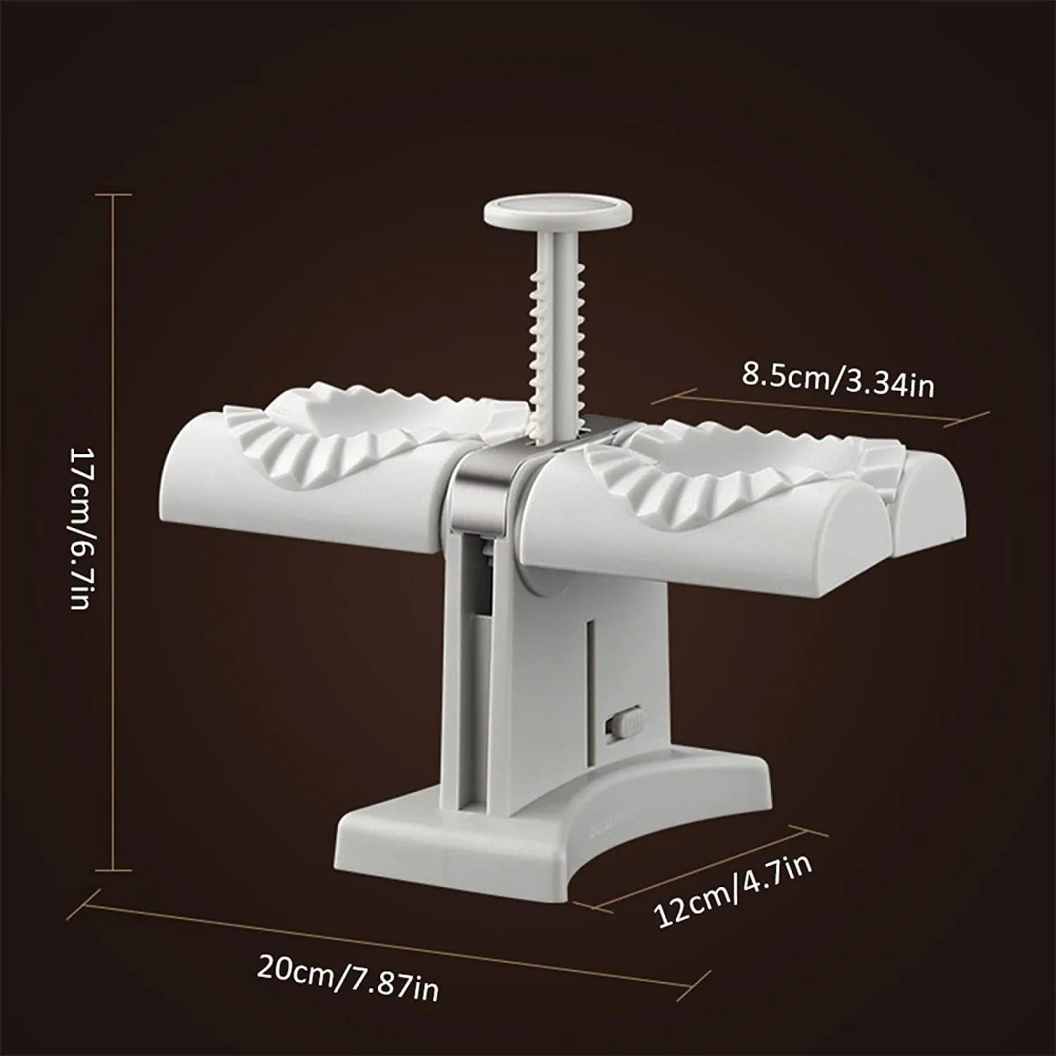 White double head dumpling mould manual press with anti-slip rubber base