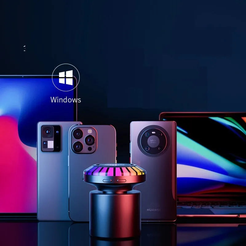 Compact cube-shaped voice control Bluetooth ambience lamp with LED polar light.