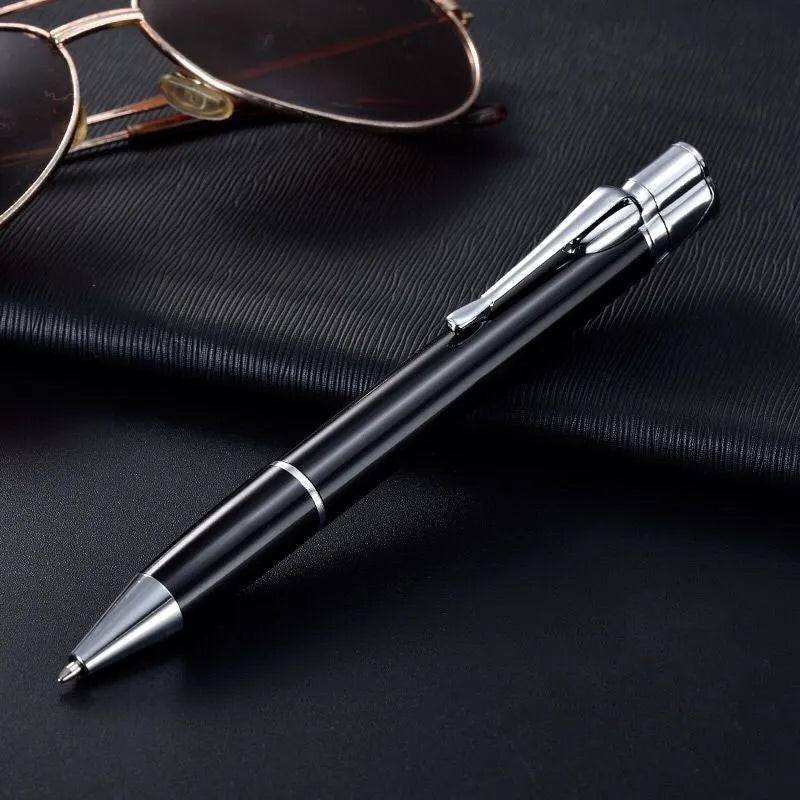 Metal windproof jet torch pen lighter in choice of colours, shown with key chain.