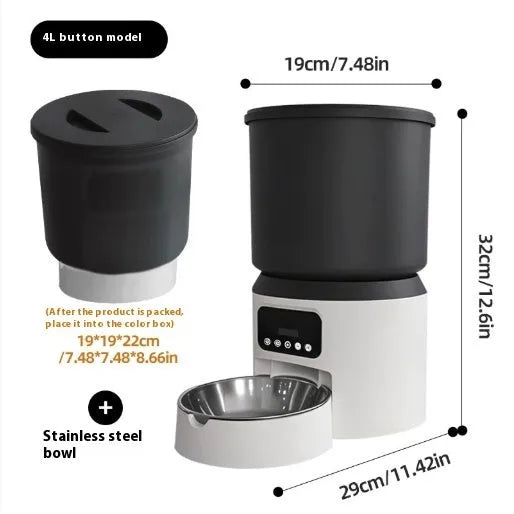 4-litre automatic pet feeder with optional camera and choice of stainless steel or plastic bowl